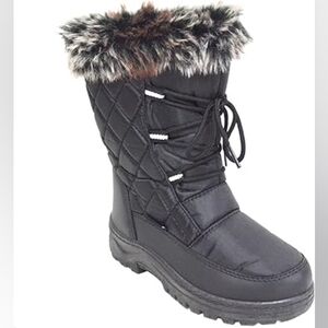 Women's Black Quilted Winter Boots